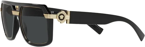 Miniatura 3 de Versace - Gafas de sol para hombre con marco negro, lentes gris oscuro, 58 mm