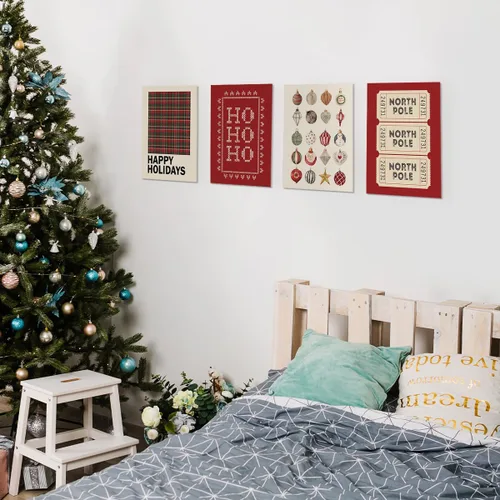 Miniatura 4 de Juego de impresiones de arte de pared de Navidad de Wheatwin, carteles de pórtico norte modernos y estéticos, decoración feliz de vacaciones