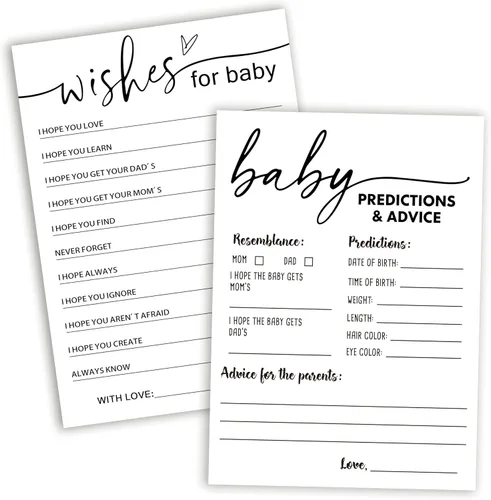 Miniatura 10 de Juegos de baby shower, predicciones de bebé de 5 x 7 pulgadas y tarjetas de consejos para niños o niñas, suministros de decoración de fiesta