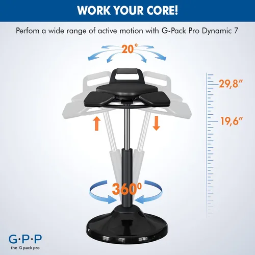 Miniatura 2 de Taburete de escritorio de pie – Silla ergonómica giratoria de 360° con altura ajustable (19.6–29.8 pulgadas) para sentarse o inclinarse cómodamente