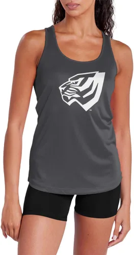 Miniatura 9 de Camiseta deportiva sin mangas oficial de la NCAA Collegiate para mujer, con espalda cruzada, logotipo primario, colección carbón