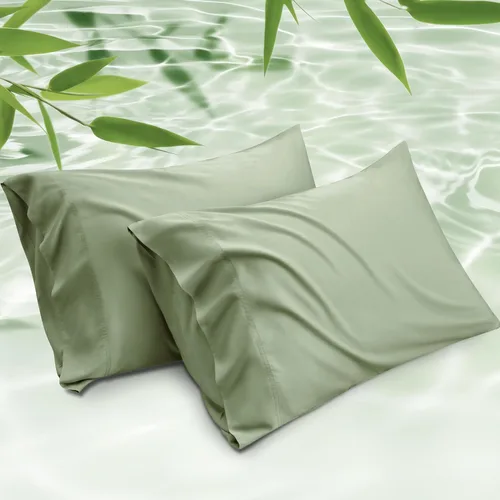 Miniatura 27 de Bedsure Juego de 2 fundas de almohada frescas de tamaño queen, rayón derivado de bambú, transpirables y suaves como la seda con cierre de sobre, 13
