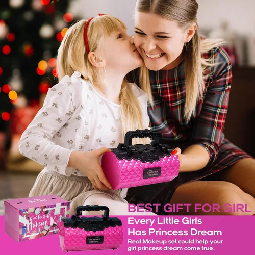 Miniatura 7 de Kit de maquillaje infantil para niñas, 59 piezas de maquillaje real y seguro para niñas pequeñas, maquillaje lavable para niñas pequeñas, kit