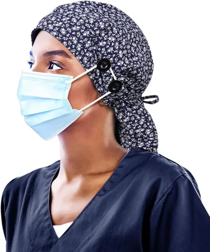 Miniatura 13 de Gorro de trabajo forrado de satén con botón para mujeres de cabello largo
