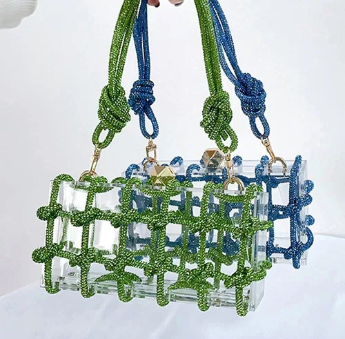 Miniatura 7 de Bolso de noche para mujer, bolso de mano transparente, bolso de moda, bolso cruzado, Negro