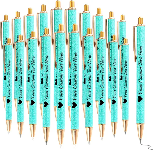 Miniatura 58 de Bolígrafos con purpurina personalizados con nombre, bolígrafos bonitos y bonitos personalizados, bolígrafos retráctiles de tinta negra, suministros