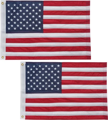 Miniatura 13 de Bradford Bandera estadounidense de algodón de 12 x 18 pulgadas, bandera estadounidense bordada de barco pequeño con 2 ojales de latón, banderas