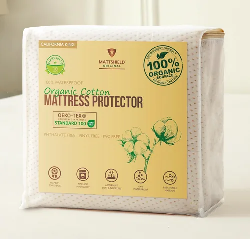 Miniatura 18 de Protector de Colchón Orgánico Impermeable Individual – Parte Superior de Algodón Orgánico Suave – Cubierta Silenciosa y Transpirable de 250 GSM