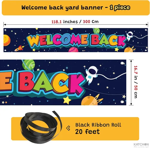 Miniatura 2 de Welcome Back Banner For School - Pack of 1, 120x20 Inch Welcome Back Decorations, Classroom Decor First Day of School Sign Back To School