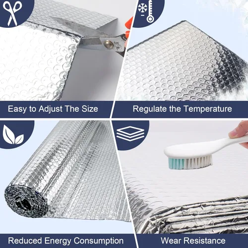 Miniatura 4 de Aislamiento de lámina de burbuja reflectante doble de espuma, 23.6 pulgadas X 20 pies, barrera radiante de aislamiento térmico de lámina de aluminio