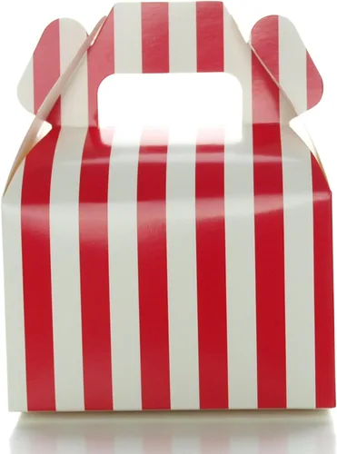 Miniatura 4 de Food With Fashion Cajas de regalo rojas (paquete de 36) – lunares, cheurón zig-zag, pequeñas cajas rojas a rayas, cajas de regalo de fiesta