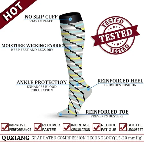 Miniatura 4 de QUXIANG Calcetines de compresión de cobre para mujer y hombre (8 pares) Lo mejor para correr atletismo ciclismo 15-20 mmHg, Cobre