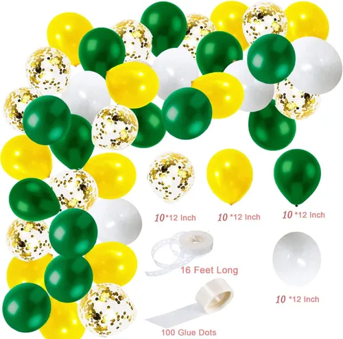 Miniatura 9 de Decoraciones de fiesta de graduación verde y amarillo 2026/decoraciones de graduación verde amarillo clase de 2026/globos verdes amarillos/ globo