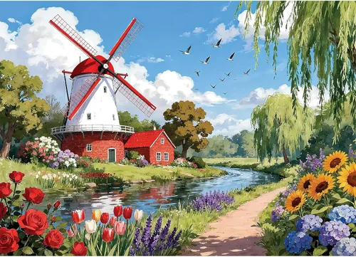 Miniatura 8 de Rompecabezas para adultos de 1000 piezas – Rompecabezas coloridos con temática de río de bosque fantástico, divertido juego familiar, desafiante