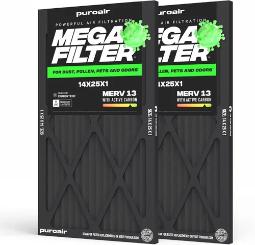 Miniatura 28 de PuroAir Filtro Mega - Filtro de aire de 12x12x1 MERV 13 para el hogar con carbón activado - Filtros alérgenos, caspa de mascotas, humo, polvo