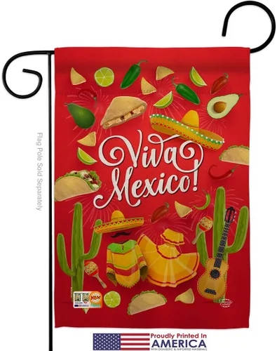 Miniatura 2 de Viva México - Banderas de jardín para fiesta de verano, cactus, piñata, sombrero mexicano, fiesta al aire libre, apoyo a nuestras tropas, pequeño