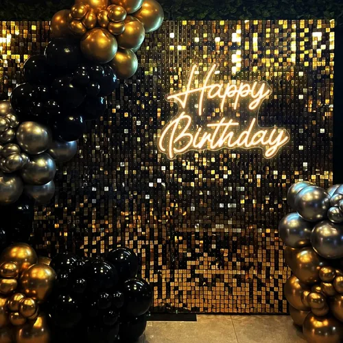 Miniatura 5 de Kavaas Letrero de neón de feliz cumpleaños de 16.5 x 12.2 pulgadas, pequeño letrero de neón de feliz cumpleaños para telón de fondo con interruptor