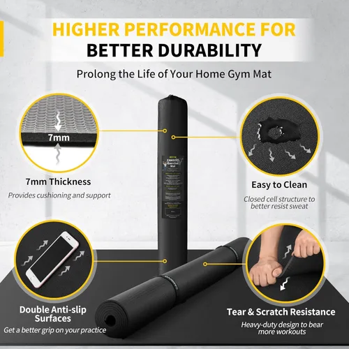 Miniatura 7 de CAMBIVO Alfombrillas de ejercicio grandes para entrenamiento en casa, 8 x 6 pies/7 x 5 pies/6 x 4 pies (0.276 in) extra gruesas para gimnasio