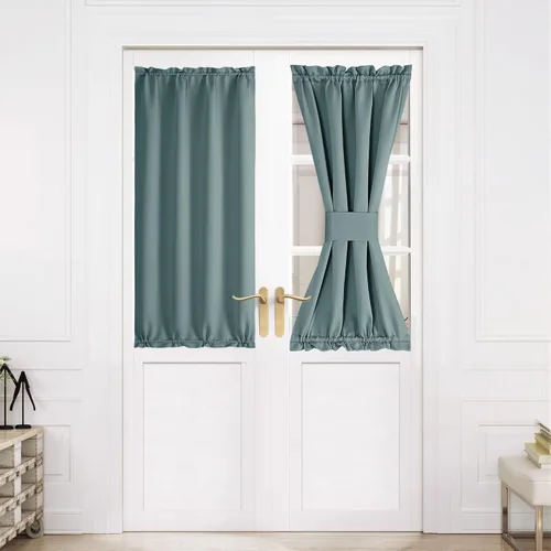 Miniatura 225 de NICETOWN Cortinas opacas unicolor con aislamiento térmico para puerta francesa, granja, oscurecimiento de habitación, puertas y ventanas de Marrón
