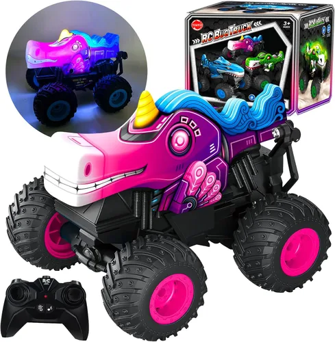 Miniatura 7 de Camión Monstruo a Control Remoto, 2.4Ghz Spider Rc Juguetes de Camión Monstruo Autos Recargables para Niños con Música, Efecto de Iluminación
