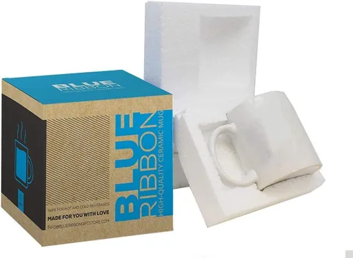 Miniatura 3 de BLUE RIBBON Taza de café en blanco de sublimación blanca hecha de cerámica, (11 onzas), viene con caja de regalo y soportes de espuma, paquete de 2