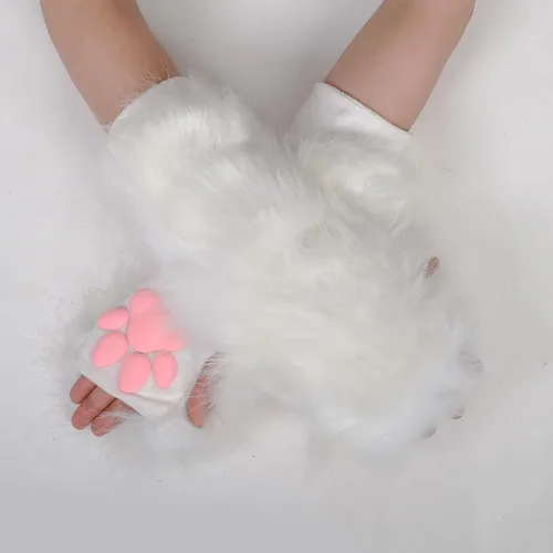 Miniatura 2 de Furry Costume Cosplay Set For Women 3d Toe Beans Gloves Cat Tail Clip Ears Leg Warmers Fluffy Party Toys For Gift