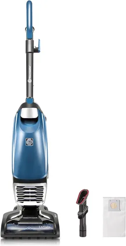 Vacmaster UB0302E - Aspiradora vertical con bolsa, limpiador ligero de 2 motores con potencia de aspiración y filtración HEPA, faro LED para pelo de
