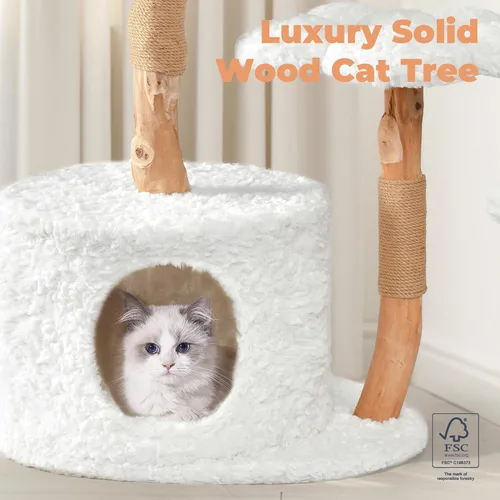Miniatura 2 de Easyego Árbol de Gato Moderno, Torre de Árbol de Gato Estética de Madera para Gatos Grandes, Condominio de Lujo para Gatos con Postes para Rascar