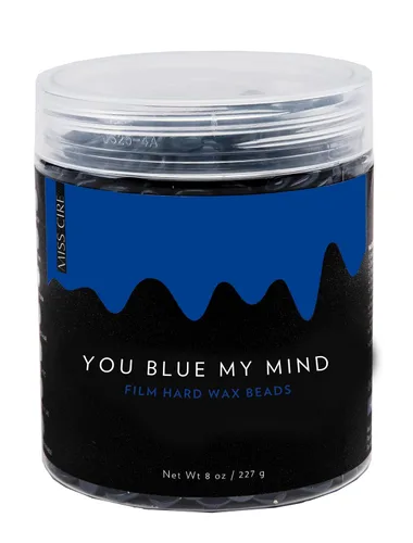 Miss Cire Cuentas de cera dura azul, depilación sin dolor, no necesita tiras, bajo punto de fusión, consistencia similar al gel, para cara y cuerpo,