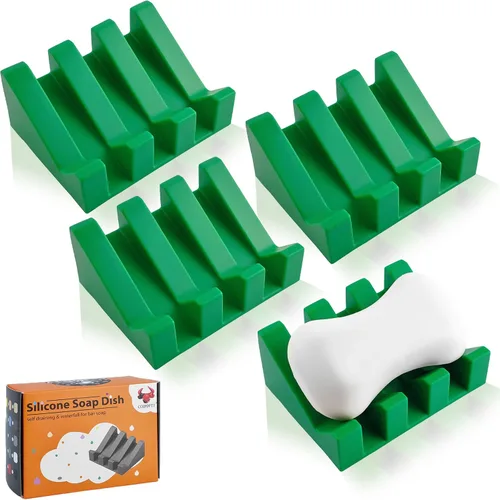 Miniatura 60 de Jabonera Autodrenante con Soporte, Jabonera de Silicona, para Baño, Cocina, Esponjas, Puede Extender la Vida del Jabón, Mantiene las Barras de Jabón