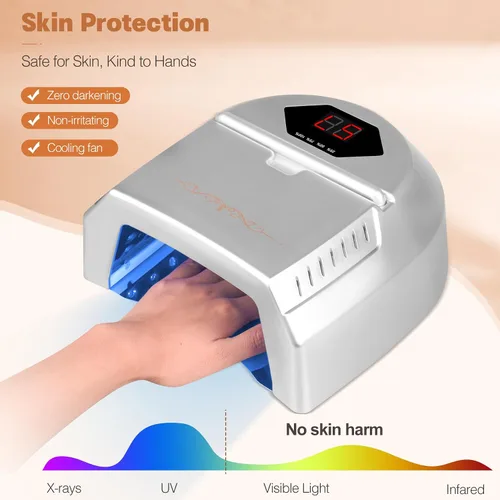 Miniatura 3 de Lámpara de uñas LED UV profesional, lámpara de uñas inalámbrica de 72 W con ventilador, luz LED para uñas de gel, secadora de uñas con 45 cuentas