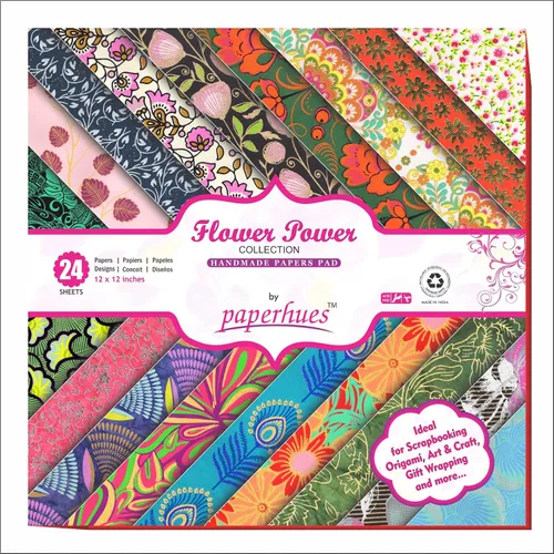 Paperhues Flower Power - Papel hecho a mano para álbumes de recortes de 12 x 12 pulgadas, 24 hojas.