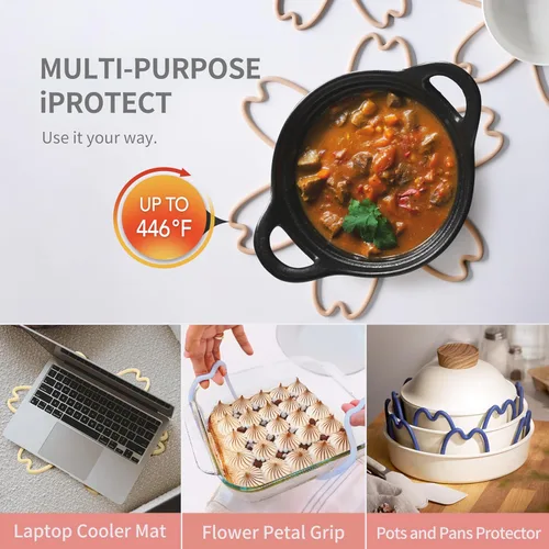 Miniatura 5 de iPROTECT - Stack Expert - Protector multiusos de silicona sin BPA para ollas y sartenes juego de 2 salvamanteles para todos los tamaños