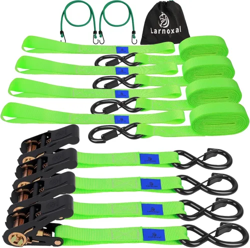 Miniatura 9 de Paquete de 4 correas de trinquete, resistencia a la rotura de 1.826 libras, 1 pulgada x 15 pies, correas de amarre de trinquete de servicio mediano