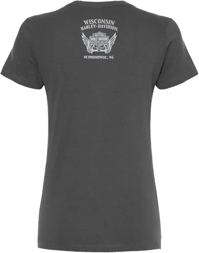 Miniatura 2 de Harley-Davidson Vibes - Camiseta de manga corta con cuello redondo para mujer, color gris