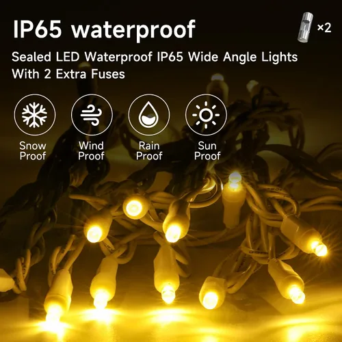 Miniatura 2 de Mini cadena de luces LED de 50 pies, 100 luces LED de color blanco frío con certificación UL de 0.197 in de gran angular para exteriores, luces
