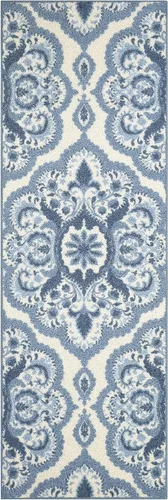 Miniatura 25 de Maples Rugs - Alfombra antideslizante Vivian, para pasillo o entrada, patrón de medallones [fabricada en Estados Unidos], 2 x 6 pies, color gris