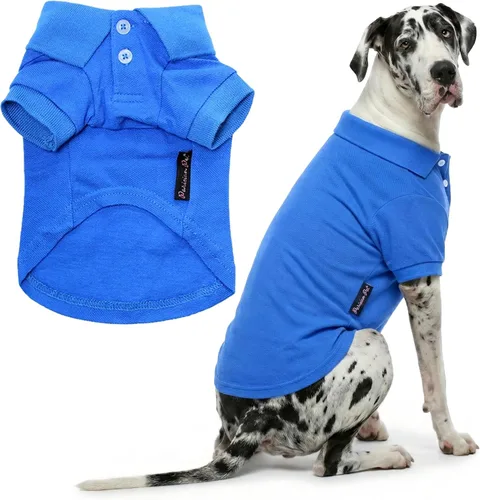 Miniatura 9 de Parisian Pet Polo para perro – Camisa de algodón transpirable en amarillo sólido – Ropa de verano tipo pullover con cuello abotonado para perros