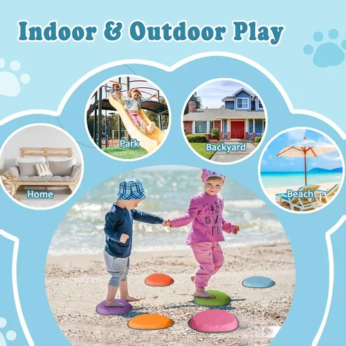 Miniatura 7 de Stepping Stones for Kids, 10 PCS Non-slip Toddlers' Balance Sensory Toys, Indoor & Outdoor Play, Obstacle Course Game for Children Promoting 6 PIEZAS