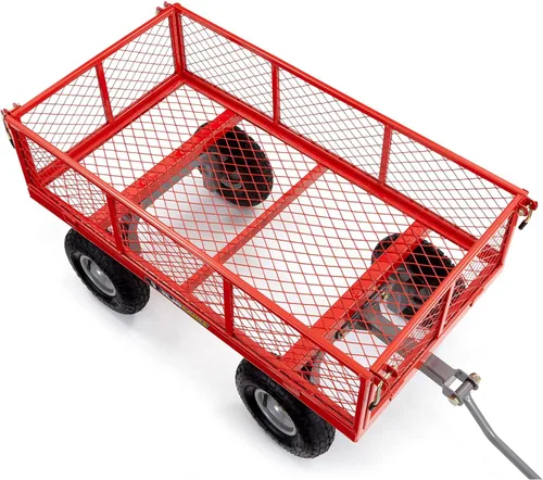 Miniatura 9 de Carrito de servicios de acero Gorilla Carts con lados extraíbles con una capacidad de 800 libras, rojo