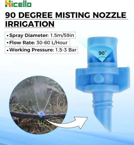Miniatura 3 de 100 boquillas de riego de 90 grados, rociadores para sistema de riego de jardín, refracción con micropulverizador automatizando goteros