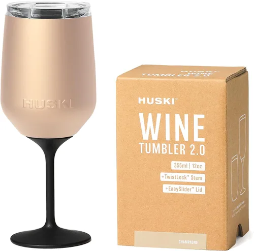 Huski Vaso de Vino 2.0 | NUEVO | Diseño galardonado con tallo desmontable | Copa de vino de acero inoxidable de alta calidad con tapa | Vaso con