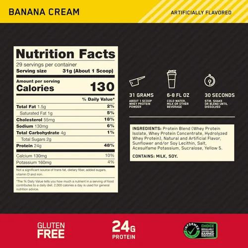 Miniatura 3 de Optimum Nutrition Estándar dorado 100% Proteína de Suero de Leche en Polvo, Pie de lima, 1.8 Libra