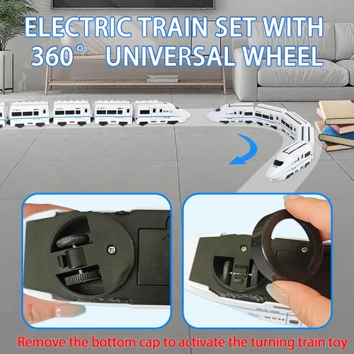 Miniatura 2 de OTONOPI Juego de tren de juguete, paquete de 5 tren eléctrico bala con luz y sonido, motor de locomotora de metro a pilas con gancho, juguete