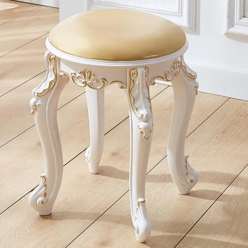 Miniatura 11 de Taburete de tocador, taburete de maquillaje, banco acolchado, asiento de piano en dormitorio, baño, pata de acero de plástico ABS, 16.9 in