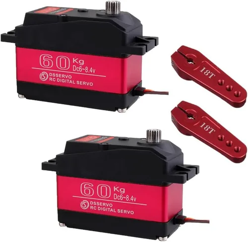 2 piezas RCmall DS5160 SSG HV 132.3 lbs gran par programable digital 270 grados RC Servo con brazo servo de metal ajustable T18 para 1/5 escala RC