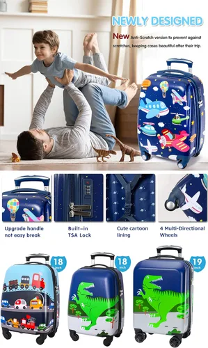 Miniatura 4 de Maleta de mano para niños con 4 ruedas, funda rígida para que los niños pequeños viajen, B-PLA, Katong