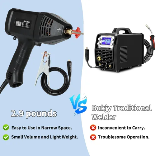 Miniatura 3 de Máquina soldadora de mano, máquina de soldadura portátil de 110 V con pantalla digital, inversor IGBT de 20 a 200 amperios, salida de soldadura