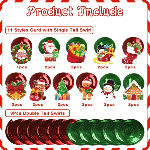 Miniatura 2 de KIMOBER 30 decoraciones de remolinos colgantes de Navidad, de doble cara, decoraciones de techo colgantes para suministros de fiesta de Navidad