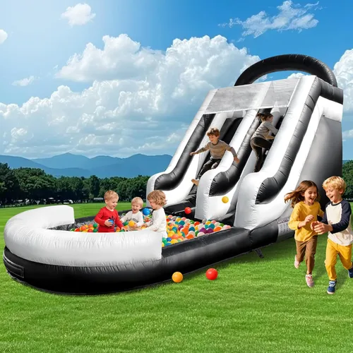 Tobogán acuático inflable para adultos, tobogán acuático 100% de PVC de 21 pies con piscina grande, tobogán ancho con piscina poco profunda,